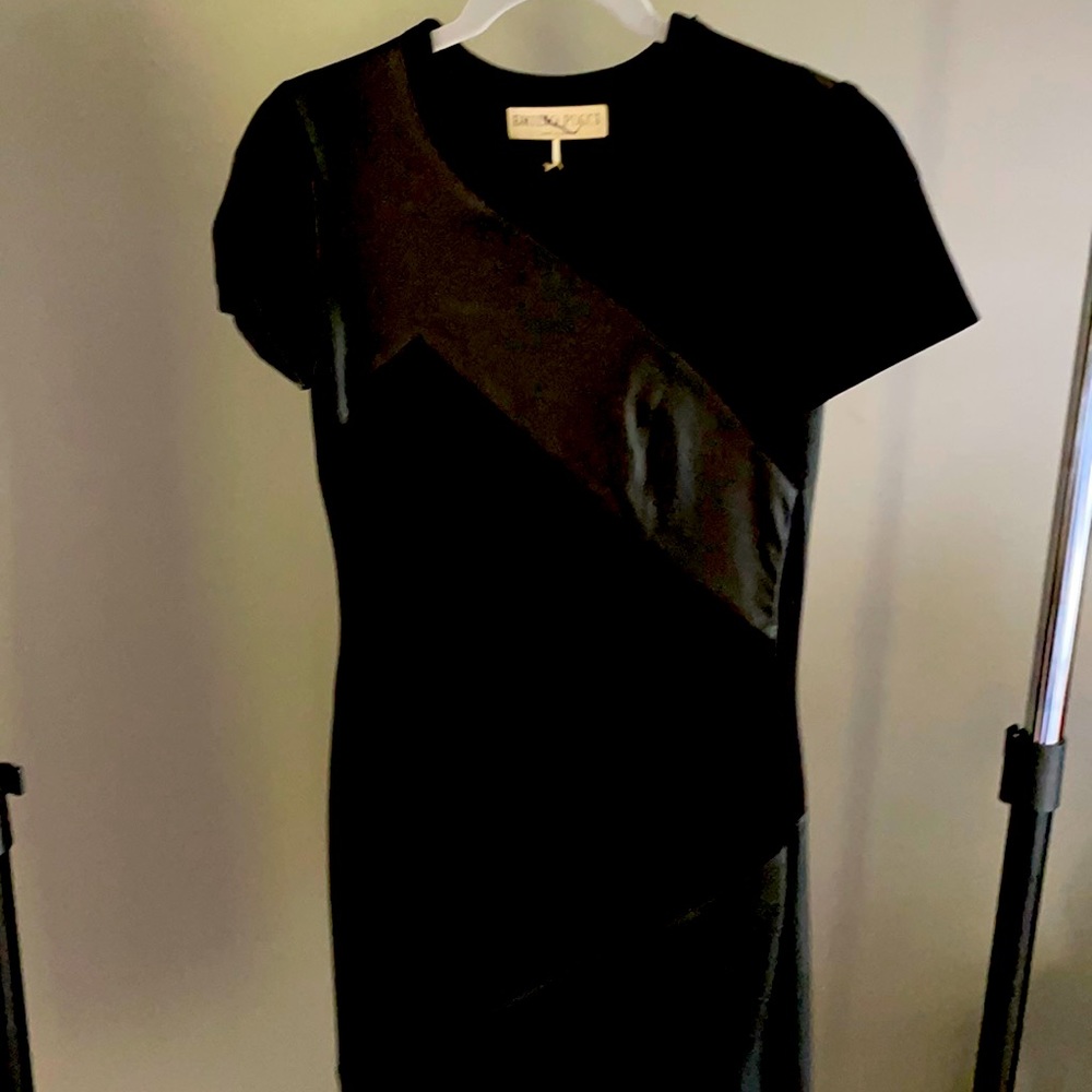 Emilio Pucci black leather stretch dress
